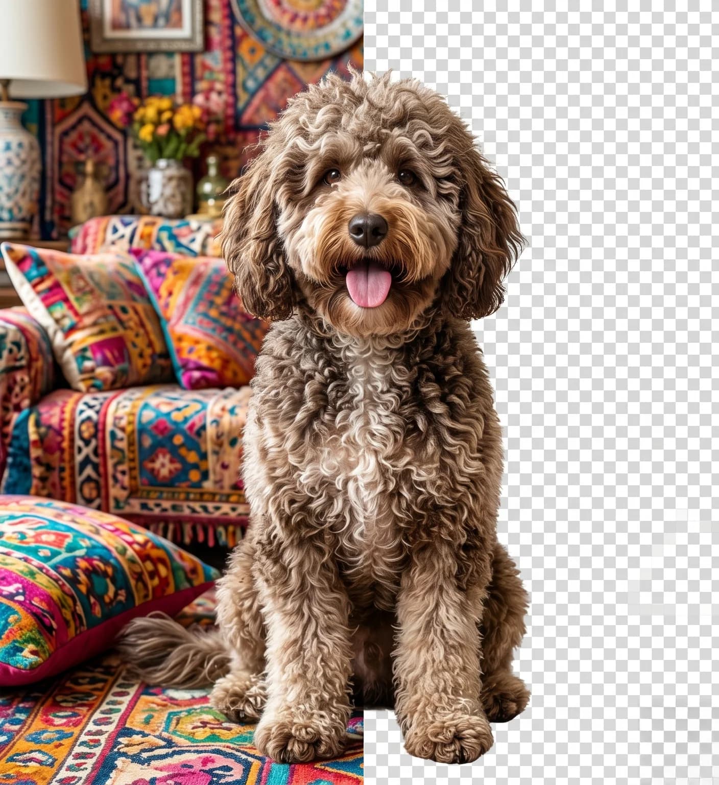 Dog with complex fur — background removed with cloud AI on Mac